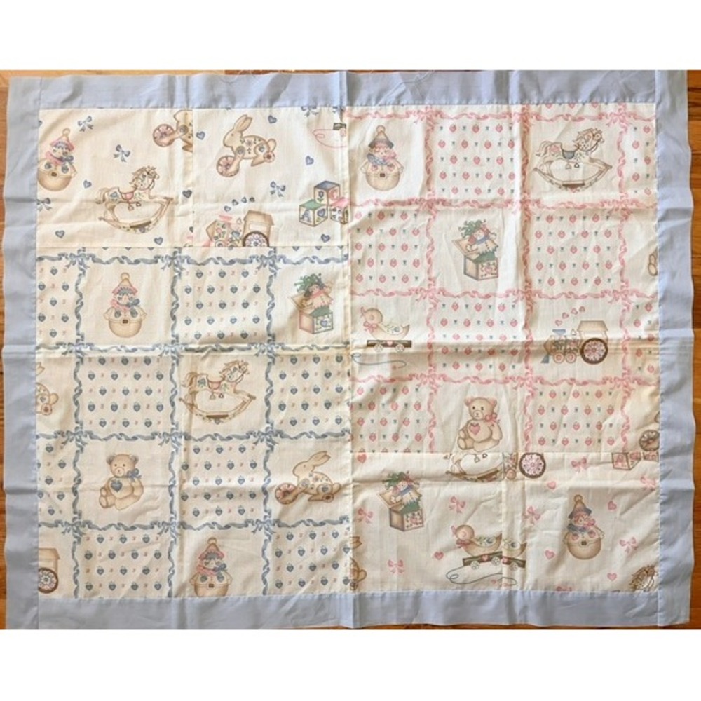 Baby Toy‎ Quilt top in blue and pink pastel colors